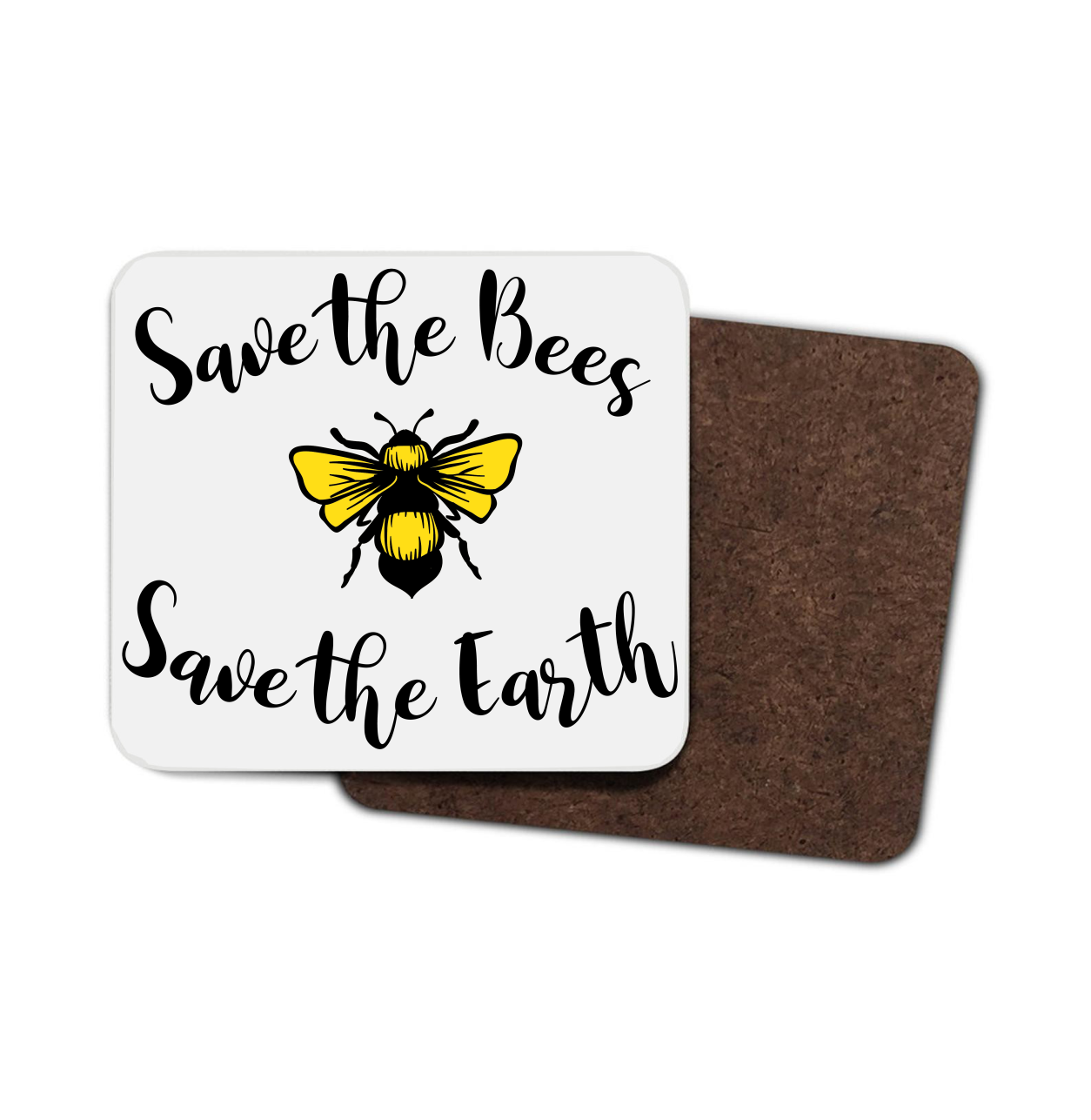 Bee Hardboard Coaster - Save The Bees, Save The Earth